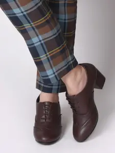 SHUZ TOUCH Round Toe Block Heeled Brogues