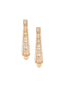 RATNAVALI JEWELS Gold-Plated American Diamond Studded Classic Drop Earrings