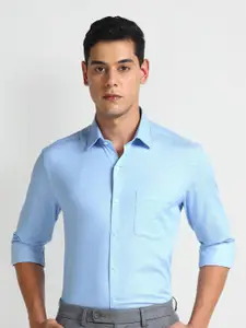 Arrow Slim Fit Self Design Spread Collar Opaque Cotton Formal Shirt
