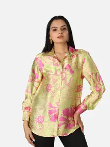 NEOFAA Custom Floral Printed Semi Sheer Casual Shirt
