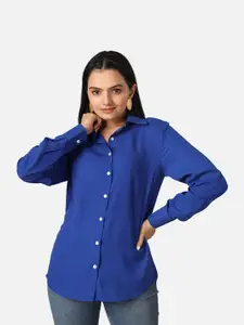 NEOFAA Custom Fit Spread Collar Semi Sheer Casual Shirt