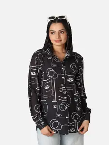 NEOFAA Custom Fit Abstract Printed Semi Sheer Casual Shirt