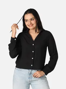 NEOFAA Custom Fit Spread Collar Semi Sheer Casual Shirt