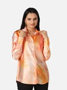 NEOFAA Custom Fit Abstract Printed Semi Sheer Casual Shirt
