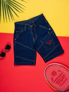 Purple United Kids Boys Printed Skinny Fit Denim Shorts