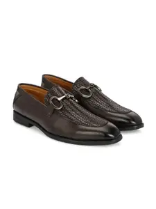 Alberto Torresi Men Textured Buckle Detailed Formal Slip-On Shoes
