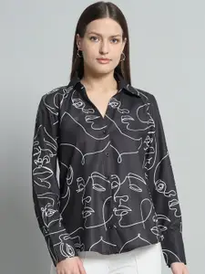 Chemistry Classic Graphic Printed Spread Collar Long Sleeves Regular Fit Casual Shirt
