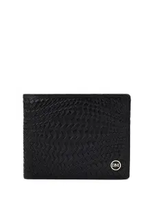 Da Milano Men Geometric Textured Leather Two Fold Wallet