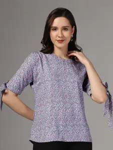 FASHION DREAM Floral Print Slit Sleeve Top