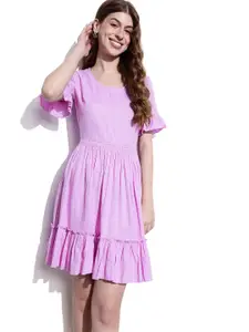 DressBerry Flared Sleeves Fit and Flare Dress