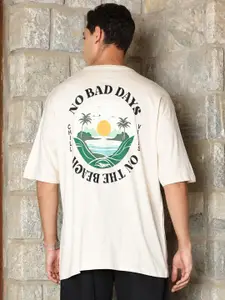 Thomas Scott Typography Printed Drop-Shoulder Sleeves Oversized Pure Cotton T-shirt