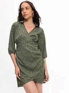 DressBerry Animal Print Wrap Dress