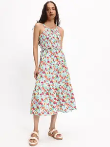 DressBerry Tiered Strappy Smocked Midi Dress