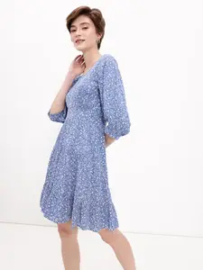 DressBerry Floral Puff Sleeves Dress