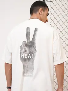 HIGHLANDER Graphic Printed Drop-Shoulder Sleeves Oversized T-shirt