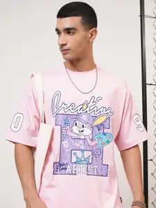 HIGHLANDER Men Oversized Drop Shoulder Round Neck Half Sleeve T Shirt