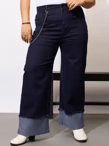 SASSAFRAS Curve Women PLus Size Comfort Acid Wash Clean Look Stretchable Jeans