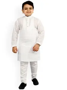 BAESD Boys Mandarin Collar Striped Regular Kurta with Pyjamas
