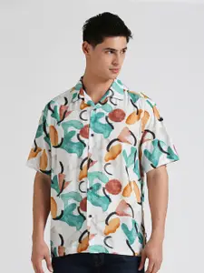 Pepe Jeans Abstract Printed Relaxed Cotton Modal Casual Shirt
