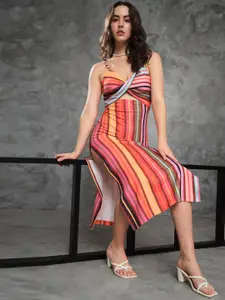 TANDUL Striped A-Line Maxi Dress