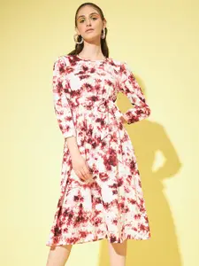 Slenor Tie & Dyed Keyhole Neck A-Line Dress