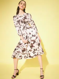 Slenor Tie & Dyed Keyhole Neck A-Line Dress