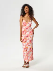 TANDUL Floral Printed Shoulder Strap Maxi Dress