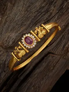Kushal's Fashion Jewellery Cubic Zirconia Antique Gold-Plated Bangle-Style Bracelet