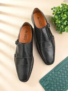 Alberto Torresi Men Textured Leather Formal Monk Shoes