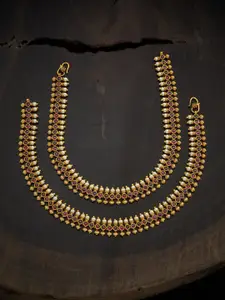Kushal's Fashion Jewellery Gold-Plated Artificial Beads Anklet