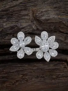 Kushal's Fashion Jewellery Rhodium-Plated CZ Studded Finger Ring
