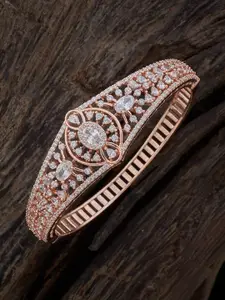 Kushal's Fashion Jewellery Rose Gold-Plated Cubic Zirconia-Studded Kada Bracelet