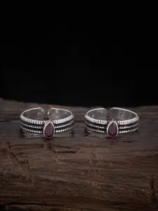 Kushal's Fashion Jewellery Set Of 2 92.5 Pure Silver Rhodium-Plated Toe-Rings