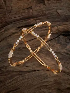 Kushal's Fashion Jewellery Set Of 2 Gold Plated CZ Studded Bangles