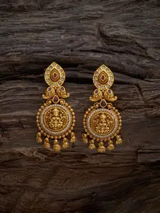 Kushal's Fashion Jewellery Gold-Plated Stone Studded Drop Earrings