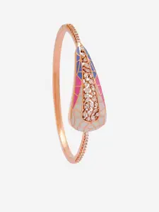 Kushal's Fashion Jewellery Rose Gold-Plated Stone Studded Kada Bracelet