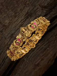 Kushal's Fashion Jewellery Embellished Bridal 92.5 Silver Gold-Plated Stone-Studded Bangle