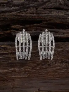 Kushal's Fashion Jewellery Rhodium-Plated Cubic Zirconia Studded Studs Earrings