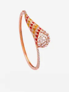 Kushal's Fashion Jewellery Women Meenakari Rose Gold-Plated Kada Bracelet