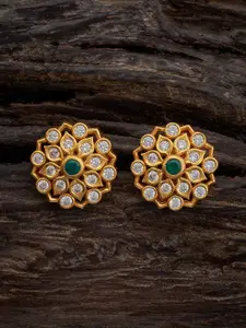 Kushal's Fashion Jewellery Embellished Bridal 92.5 Silver Gold-Plated Stone Studs