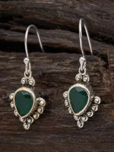 Kushal's Fashion Jewellery Silver 92.5 Pure Silve Teardrop Shaped Drop Earrings