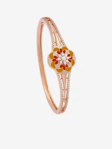 Kushal's Fashion Jewellery Rose Gold-Plated Meenakari Stone Studded Kada Bracelet
