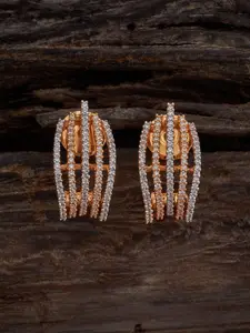 Kushal's Fashion Jewellery Rhodium-Plated Cubic Zirconia Studded Studs Earrings