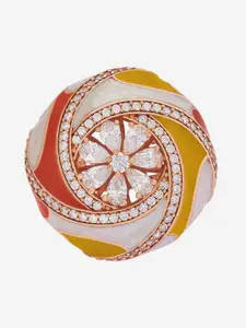 Kushal's Fashion Jewellery Rose Gold-Plated Cubic Zirconia-Studded Adjustable Finger Ring