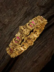 Kushal's Fashion Jewellery Embellished Bridal 92.5 Silver Gold-Plated Stone Studded Bangle