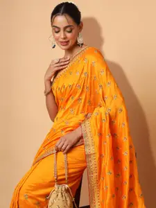 PRAKRTEE Embellished Embroidered Silk Blend Saree