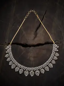 Kushal's Fashion Jewellery Rhodium Plated Cubic Zirconia Necklace