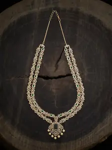 Kushal's Fashion Jewellery Copper Gold-Plated Cubic Zirconia Studded Necklace