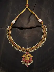 Kushal's Fashion Jewellery Copper Gold-Plated Artificial Beads Beaded Antique Necklace