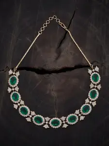 Kushal's Fashion Jewellery Copper Gold-Plated Cubic Zirconia Studded Necklace